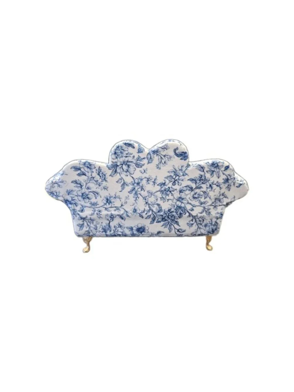 New Blue & White Floral Doll Sofa Jewelry Box Organizer Couch Jewelry Box